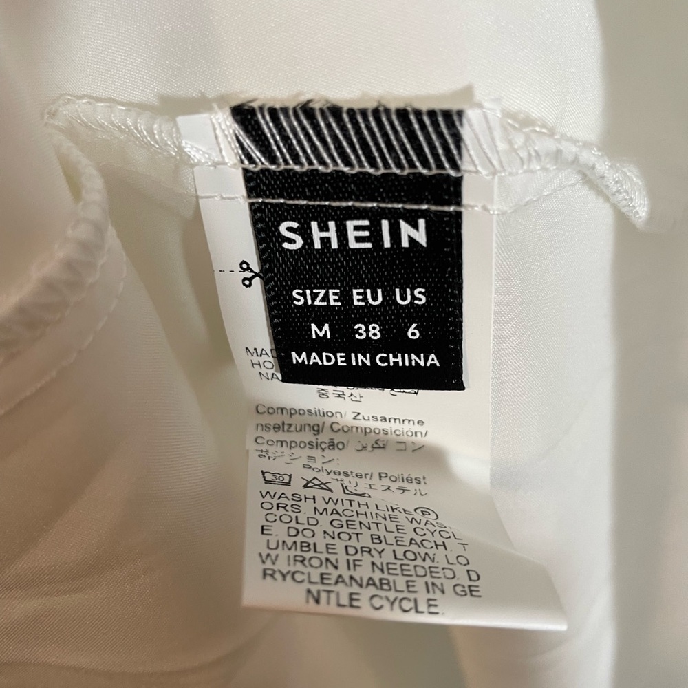 SHEIN White Dress Swim Cover Up Lace Racerback Thin Lightweight Summer ☀️ Sz Med - Picture 2 of 8